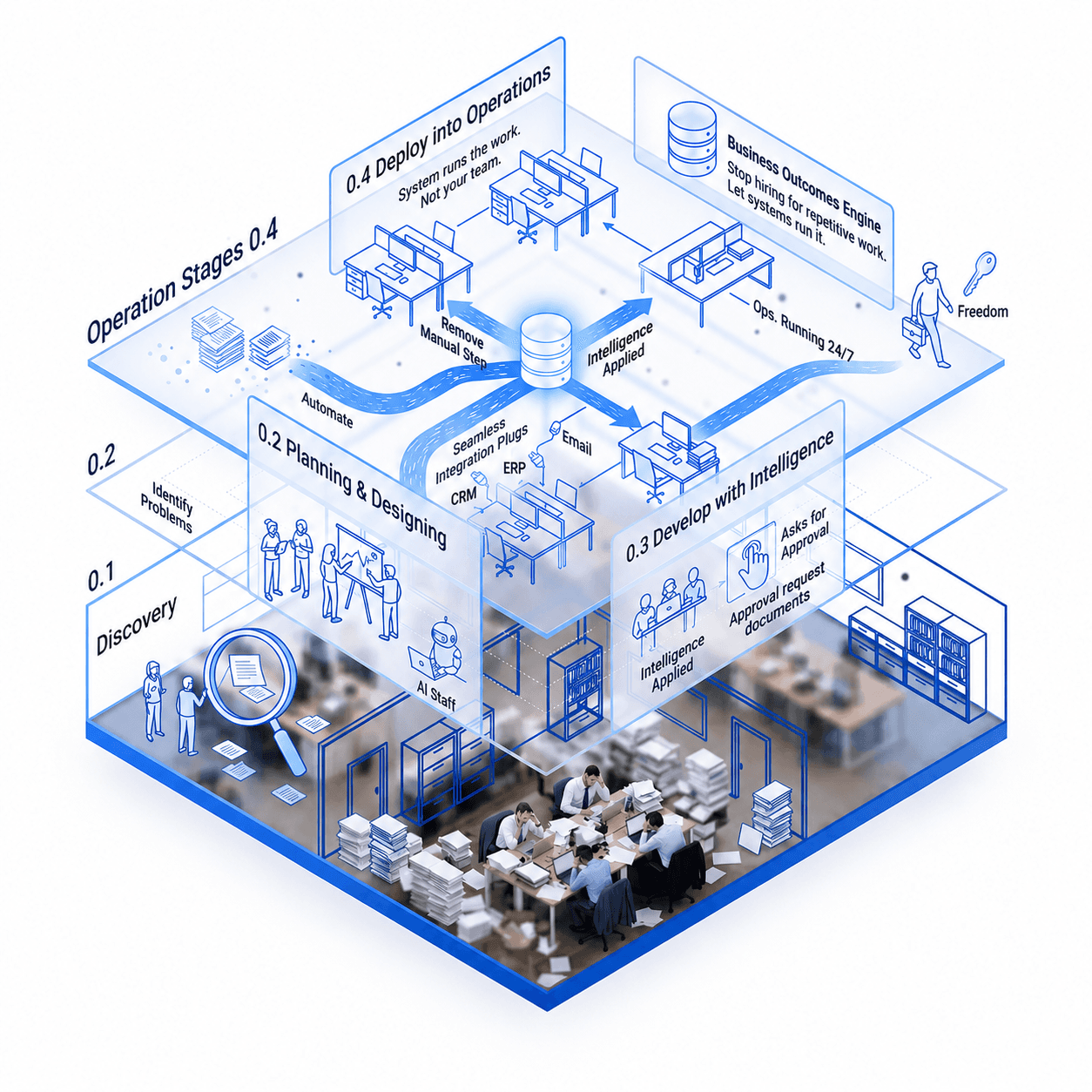 AI Digital Staff workflow illustration