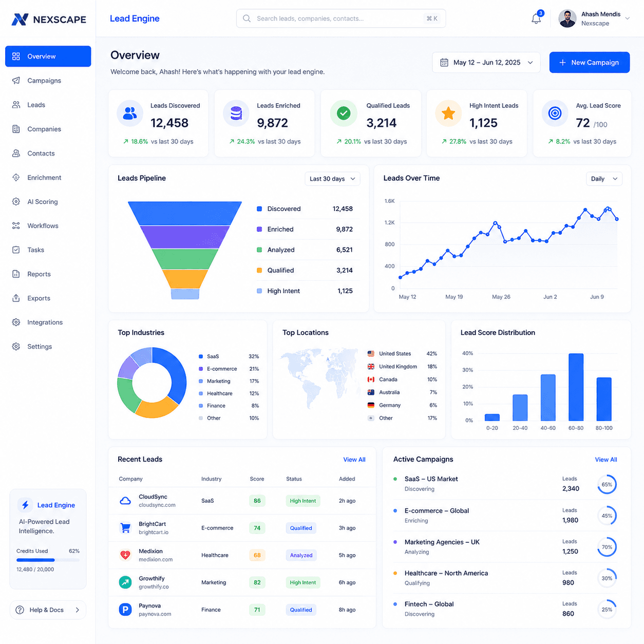 Nexscape Lead Engine — AI Lead Generation & Sales Intelligence